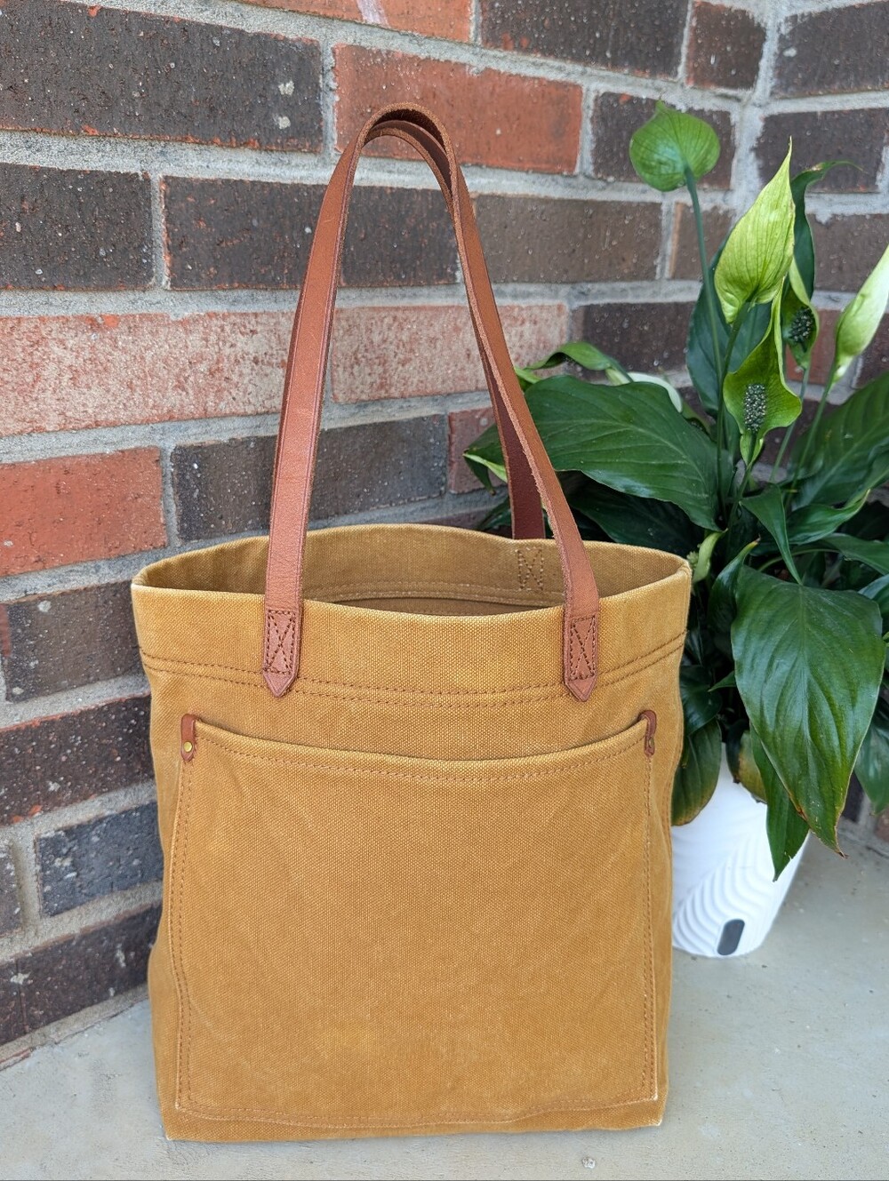 ❤️EUC Madewell The Transport Medium Shoulder Tote Bag, Brushed Acorn Canvas